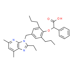 ChemSpider 2D Image | {4-[(2-Ethyl-5,7-dimethyl-3H-imidazo[4,5-b]pyridin-3-yl)methyl]-2,6-dipropylphenoxy}(phenyl)acetic acid | C31H37N3O3