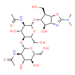 ChemSpider 2D Image | (3aR,4R,5R,6S,6aS)-2-(Dimethylamino)-4-hydroxy-6-(hydroxymethyl)-4,5,6,6a-tetrahydro-3aH-cyclopenta[d][1,3]oxazol-5-yl 2-acetamido-4-O-(2-acetamido-2-deoxy-beta-D-glucopyranosyl)-2-deoxy-beta-D-glucop
yranoside | C25H42N4O14