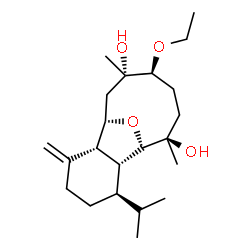 ChemSpider 2D Image | (1S,2R,6R,7R,8S,9R,12S,13S)-12-Ethoxy-6-isopropyl-9,13-dimethyl-3-methylene-15-oxatricyclo[6.6.1.0~2,7~]pentadecane-9,13-diol | C22H38O4