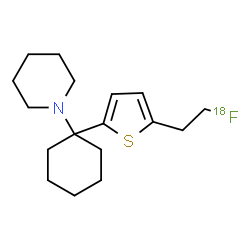 ChemSpider 2D Image | 1-(1-{5-[2-(~18~F)Fluoroethyl]-2-thienyl}cyclohexyl)piperidine | C17H2618FNS