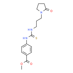 ChemSpider 2D Image | Methyl 4-({[3-(2-oxo-1-pyrrolidinyl)propyl]carbamothioyl}amino)benzoate | C16H21N3O3S