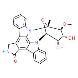 ChemSpider 2D Image | (2R,3S,4R,5S,6S)-4,5-Dihydroxy-3-methoxy-2-methyl-29-oxa-1,7,17-triazaoctacyclo[12.12.2.1~2,6~.0~7,28~.0~8,13~.0~15,19~.0~20,27~.0~21,26~]nonacosa-8,10,12,14,19,21,23,25,27-nonaen-16-one | C27H23N3O5