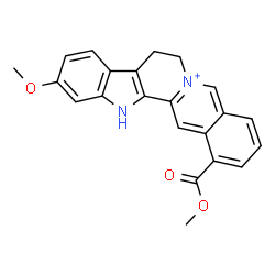 ChemSpider 2D Image | 11-Methoxy-16-(methoxycarbonyl)-3,4,14,15,16,17,18,19,20,21-decadehydroyohimban-4-ium | C22H19N2O3