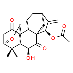 ChemSpider 2D Image | (3alpha,5beta,6beta,8alpha,9beta,10alpha,13alpha,15beta)-6-Hydroxy-1,7-dioxo-3,20-epoxykaur-16-en-15-yl acetate | C22H28O6