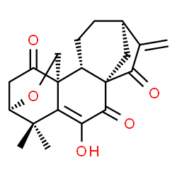 ChemSpider 2D Image | (3alpha,8alpha,9beta,10alpha,13alpha)-6-Hydroxy-3,20-epoxykaura-5,16-diene-1,7,15-trione | C20H22O5