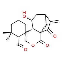 ChemSpider 2D Image | (1R,1'S,2R,6'S,7'R,9'S)-7'-Hydroxy-3,3-dimethyl-10'-methylene-2',11'-dioxo-3'-oxaspiro[cyclohexane-1,5'-tricyclo[7.2.1.0~1,6~]dodecane]-2-carbaldehyde | C20H26O5