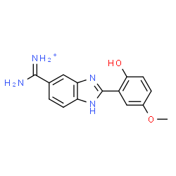 ChemSpider 2D Image | [2-(2-Hydroxy-5-methoxyphenyl)-1H-benzimidazol-5-yl](imino)methanaminium | C15H15N4O2