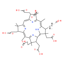 ChemSpider 2D Image | 3-[(4Z,9Z,14Z)-3,13,17-tris(2-carboxyethyl)-2,7,18-tris(carboxymethyl)-1,2,5,7,12,12,15,17-octamethyl-3,8,13,18,19,21-hexahydrocorrin-8-yl]propanoic acid | C45H60N4O14