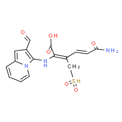ChemSpider 2D Image | (2Z,4E)-6-Amino-3-[(dioxido-lambda~6~-sulfanyl)methyl]-2-[(2-formyl-3-indolizinyl)amino]-6-oxo-2,4-hexadienoic acid | C16H15N3O6S