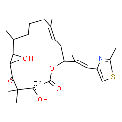 ChemSpider 2D Image | (4S,7R,8S,9S,13E,16S)-4,8-Dihydroxy-5,5,7,9,13-pentamethyl-16-[(1E)-1-(2-methyl-1,3-thiazol-4-yl)-1-propen-2-yl]oxacyclohexadec-13-ene-2,6-dione | C27H41NO5S