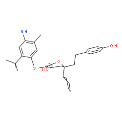 ChemSpider 2D Image | 3-(4-Amino-2-tert-butyl-5-methyl-phenylsulfanyl)-6-cyclopentyl-4-hydroxy-6-[2-(4-hydroxy-phenyl)-ethyl]-5,6-dihydro-pyran-2-one | C29H37NO4S