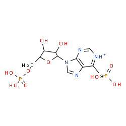 ChemSpider 2D Image | 9-(5-O-Phosphono-beta-D-ribofuranosyl)-6-(phosphonosulfanyl)-9H-purin-1-ium | C10H15N4O10P2S
