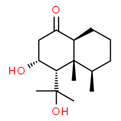 ChemSpider 2D Image | (3R,4S,4aR,5R,8aS)-3-Hydroxy-4-(2-hydroxy-2-propanyl)-4a,5-dimethyloctahydro-1(2H)-naphthalenone | C15H26O3