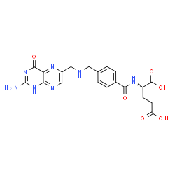 ChemSpider 2D Image | N-[4-({[(2-Amino-4-oxo-1,4-dihydro-6-pteridinyl)methyl]amino}methyl)benzoyl]-L-glutamic acid | C20H21N7O6