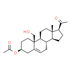ChemSpider 2D Image | (3beta)-19-Hydroxy-20-oxopregn-5-en-3-yl acetate | C23H34O4