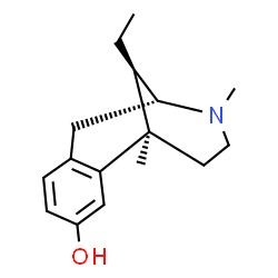 ChemSpider 2D Image | (1R,9R,13R)-13-Ethyl-1,10-dimethyl-10-azatricyclo[7.3.1.0~2,7~]trideca-2,4,6-trien-4-ol | C16H23NO