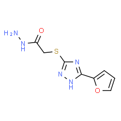 ChemSpider 2D Image | 2-{[5-(2-Furyl)-1H-1,2,4-triazol-3-yl]sulfanyl}acetohydrazide | C8H9N5O2S