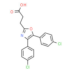 ChemSpider 2D Image | 3-[4,5-Bis(4-chlorophenyl)-1,3-oxazol-2-yl]propanoic acid | C18H13Cl2NO3