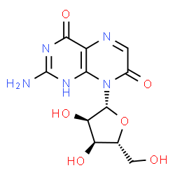 ChemSpider 2D Image | 2-Amino-8-(beta-D-ribofuranosyl)-4,7(1H,8H)-pteridinedione | C11H13N5O6