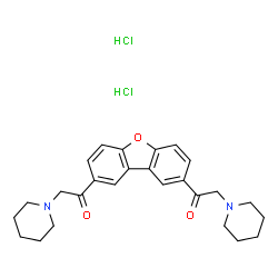 ChemSpider 2D Image | 1,1'-Dibenzo[b,d]furan-2,8-diylbis[2-(1-piperidinyl)ethanone] dihydrochloride | C26H32Cl2N2O3
