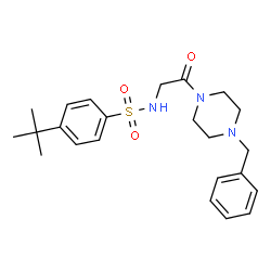 ChemSpider 2D Image | N-[2-(4-Benzyl-1-piperazinyl)-2-oxoethyl]-4-(2-methyl-2-propanyl)benzenesulfonamide | C23H31N3O3S