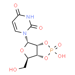 ChemSpider 2D Image | 1-[(3aR,4S,6R,6aR)-2-Hydroxy-6-(hydroxymethyl)-2-oxidotetrahydrofuro[3,4-d][1,3,2]dioxaphosphol-4-yl]-2,4(1H,3H)-pyrimidinedione | C9H11N2O8P