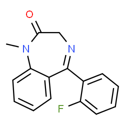 ChemSpider 2D Image | 5-(2-Fluorophenyl)-1,3-dihydro-1-methyl-2H-1,4-benzodiazepin-2-one | C16H13FN2O
