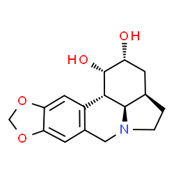 ChemSpider 2D Image | (1S,2R,3aR,12bS,12cR)-2,3,3a,4,5,7,12b,12c-Octahydro-1H-[1,3]dioxolo[4,5-j]pyrrolo[3,2,1-de]phenanthridine-1,2-diol | C16H19NO4