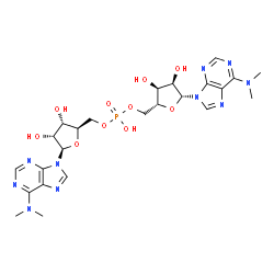 ChemSpider 2D Image | Bis({(2R,3S,4R,5R)-5-[6-(dimethylamino)-9H-purin-9-yl]-3,4-dihydroxytetrahydro-2-furanyl}methyl) hydrogen phosphate | C24H33N10O10P