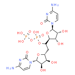 ChemSpider 2D Image | 4-Amino-1-{6-[(2R,3S,4R,5R)-5-(4-amino-2-oxo-1(2H)-pyrimidinyl)-3,4-dihydroxytetrahydro-2-furanyl]-6-deoxy-5-O-[hydroxy(phosphonooxy)phosphoryl]-beta-D-allofuranosyl}-2(1H)-pyrimidinone | C18H26N6O15P2