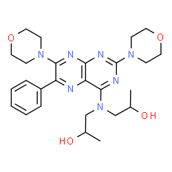 ChemSpider 2D Image | 1,1'-((2,7-di-4-morpholinyl-6-phenyl-4-pteridinyl)imino)bis-2-propanol | C26H35N7O4