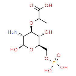 ChemSpider 2D Image | 2-Amino-3-O-(1-carboxyethyl)-2-deoxy-6-O-phosphono-alpha-D-glucopyranose | C9H18NO10P