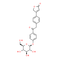 ChemSpider 2D Image | 4-(4-(2-(4-(beta-D-Glucopyranosyloxy)phenyl)-2-oxoethyl)phenyl)-2(5H)-furanone | C24H24O9