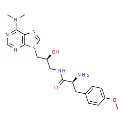 ChemSpider 2D Image | N-{(2S)-3-[6-(Dimethylamino)-9H-purin-9-yl]-2-hydroxypropyl}-O-methyl-L-tyrosinamide | C20H27N7O3