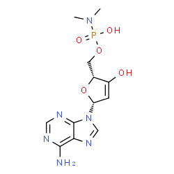 ChemSpider 2D Image | [(2R,5R)-5-(6-Amino-9H-purin-9-yl)-3-hydroxy-2,5-dihydro-2-furanyl]methyl hydrogen dimethylphosphoramidate | C12H17N6O5P