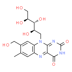 ChemSpider 2D Image | 5-Deoxy-5-[8-(hydroxymethyl)-7-methyl-2,4-dioxo-3,4-dihydrobenzo[g]pteridin-10(2H)-yl]-D-ribitol | C17H20N4O7