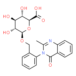 ChemSpider 2D Image | 2-(2-Methyl-4-oxo-3(4H)-quinazolinyl)benzyl beta-D-glucopyranosiduronic acid | C22H22N2O8