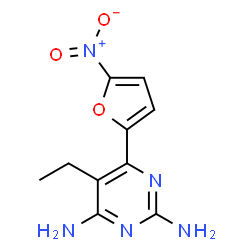 ChemSpider 2D Image | 5-Ethyl-6-(5-nitro-2-furyl)-2,4-pyrimidinediamine | C10H11N5O3