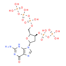 ChemSpider 2D Image | 2'-Deoxyguanosine 5'-(tetrahydrogen triphosphate) 3'-(trihydrogen diphosphate) | C10H18N5O19P5