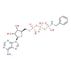 ChemSpider 2D Image | 5'-O-[{[{[(Benzylamino)(hydroxy)phosphoryl]oxy}(hydroxy)phosphoryl]oxy}(hydroxy)phosphoryl]adenosine | C17H23N6O12P3