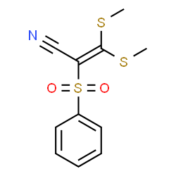 ChemSpider 2D Image | 3,3-Bis(methylsulfanyl)-2-(phenylsulfonyl)acrylonitrile | C11H11NO2S3