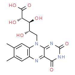 ChemSpider 2D Image | 5-Deoxy-5-(7,8-dimethyl-2,4-dioxo-3,4-dihydrobenzo[g]pteridin-10(2H)-yl)-L-ribonic acid | C17H18N4O7