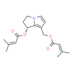 ChemSpider 2D Image | {(1R)-1-[(3-Methyl-2-butenoyl)oxy]-2,3-dihydro-1H-pyrrolizin-7-yl}methyl 3-methyl-2-butenoate | C18H23NO4