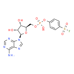 ChemSpider 2D Image | 5'-O-{[4-(Fluorosulfonyl)phenoxy](hydroxy)phosphoryl}adenosine | C16H17FN5O9PS