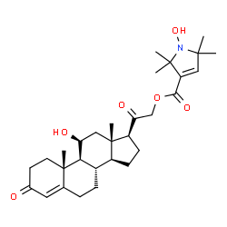 ChemSpider 2D Image | (11beta)-11-Hydroxy-3,20-dioxopregn-4-en-21-yl 1-hydroxy-2,2,5,5-tetramethyl-2,5-dihydro-1H-pyrrole-3-carboxylate | C30H43NO6