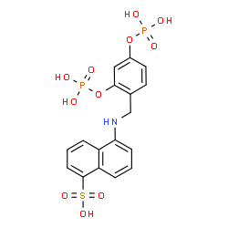 ChemSpider 2D Image | 5-{[2,4-Bis(phosphonooxy)benzyl]amino}-1-naphthalenesulfonic acid | C17H17NO11P2S