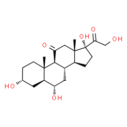 ChemSpider 2D Image | (3alpha,5alpha,6alpha)-3,6,17,21-Tetrahydroxypregnane-11,20-dione | C21H32O6