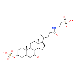 ChemSpider 2D Image | 2-{[(3alpha,5beta,7alpha,8xi,9xi,14xi)-7-Hydroxy-24-oxo-3-(sulfooxy)cholan-24-yl]amino}ethanesulfonic acid | C26H45NO9S2