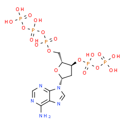 ChemSpider 2D Image | 2'-Deoxyadenosine 5'-(tetrahydrogen triphosphate) 3'-(trihydrogen diphosphate) | C10H18N5O18P5