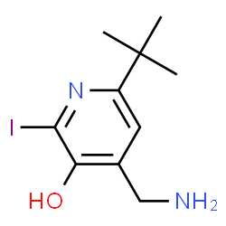 ChemSpider 2D Image | 4-(aminomethyl)-6-tert-butyl-2-iodopyridin-3-ol | C10H15IN2O